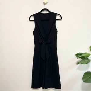 Theory Black Wool Sleeveless Tie Front V-Neck Mini Dress
